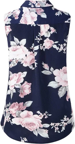 Vista 2 de Blusa casual de gasa sin mangas con estampado floral para mujer