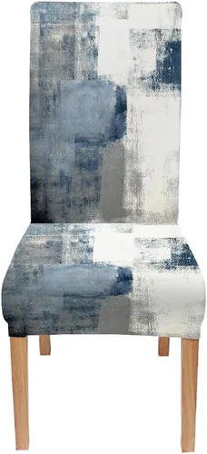 Vista 64 de TOMWISH Juego de 2 fundas para sillas de comedor, color turquesa y gris, fundas elásticas para sillas Parsons, de elastano, lavables, protectores