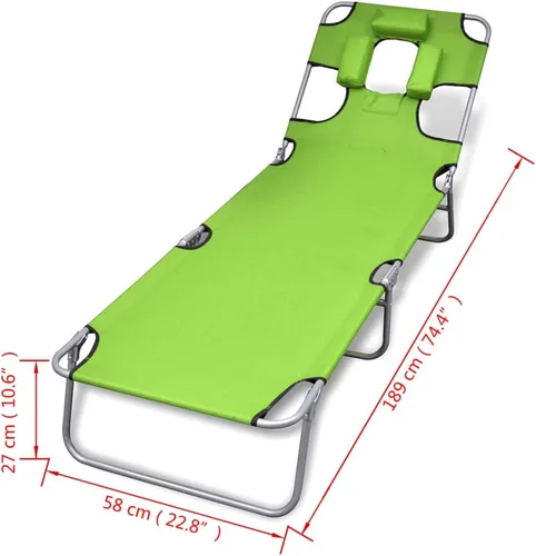 Vista 2 de Tumbona ajustable, silla reclinable, tumbona de patio, ideal para exteriores, piscina, playa, tumbona plegable con cojín para la cabeza, acero