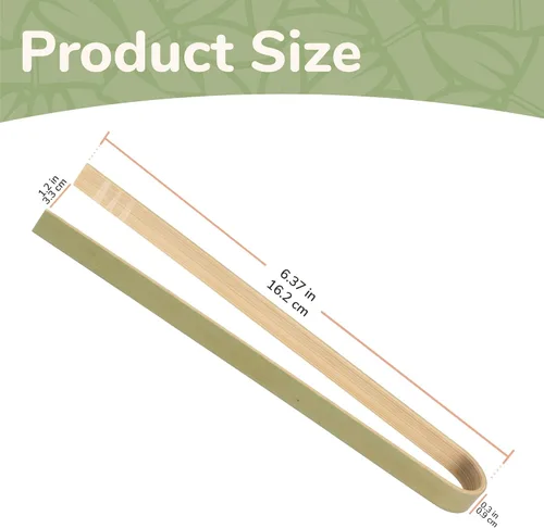 Vista 2 de BambooMN Pinzas desechables de bambú de 6.3" - Pinzas para tostadas - 10 piezas