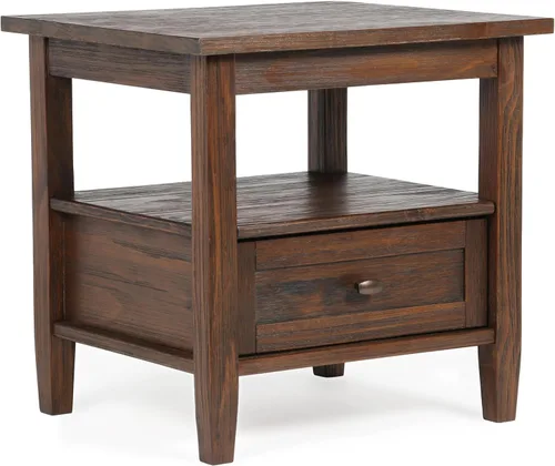 Vista 37 de SIMPLIHOME - Mesa lateral estrecha rectangular Warm Shaker, de madera maciza, de 14 pulgadas de ancho, estilo transicional, color negro, para sala