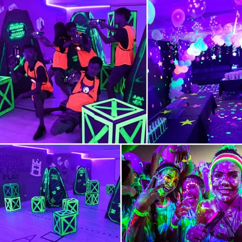 Vista 4 de BlackLights - Tira de luces LED de 110 V, kit de luces negras para exteriores, impermeable, 432 LED, 40 pies, flexible, color morado