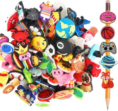 Vista 8 de Zddaoole 45 Piezas Decoraciones para Puntas de Lápices, Diferentes Clips Lindos para Lápices, Encantadores Accesorios para Lápices, Adornos a Granel