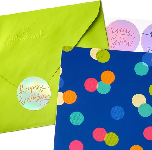 Vista 6 de Tarjetas de nota personalizables con confeti de Hallmark con pegatinas (12 tarjetas en blanco con sobres) para cumpleaños, agradecimiento