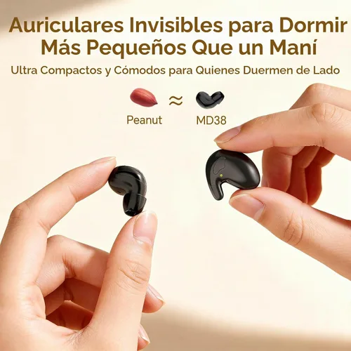 Vista 2 de Xmenha Flat Sleep - Mini auriculares invisibles pequeños y diminutos inalámbricos Bluetooth auriculares para dormir, audífonos micro más pequeños