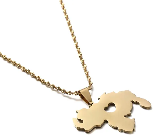 Vista 2 de Collar con colgante de mapa de Venezuela de acero inoxidable para mujeres y niñas Venezuela Mapa Joyería