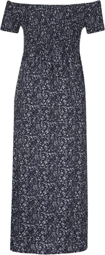 Vista 6 de Vestido largo con estampado floral bohemio para mujer, con hombros descubiertos, con abertura en A, para verano, casual, para fiesta, playa, tubo