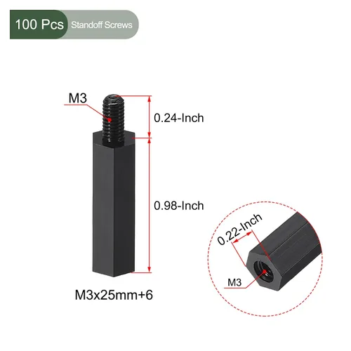 Vista 2 de YOKIVE 100 tornillos de separación M3, separadores hexagonales de nailon para PCB con alto efecto de aislamiento, mantiene la altura consistente