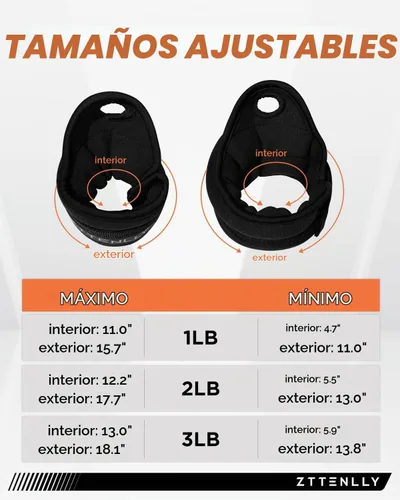 Vista 6 de Juego de pesas de muñeca de 2 - Tamaño ajustable - 1 libra*2/2 libras*2/3 libras*2 con asas de pulgar para mujeres y hombres - Adecuado