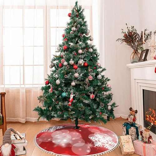 Vista 7 de Tapete suave para árbol de Navidad con patrón de pulpo azul de 30 pulgadas para decoración de fiestas de Navidad, falda de árbol de Navidad de lujo