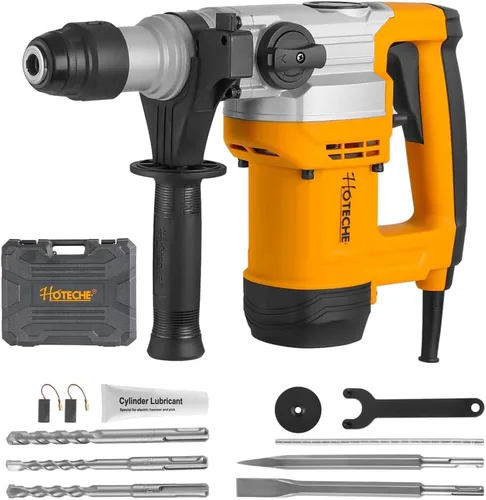 Vista 9 de Hoteche Martillo giratorio 3 en 1 de 1-1/8 pulgadas SDS Plus Martillo eléctrico de 7 amperios/850 W de velocidad variable con cable para hormigón
