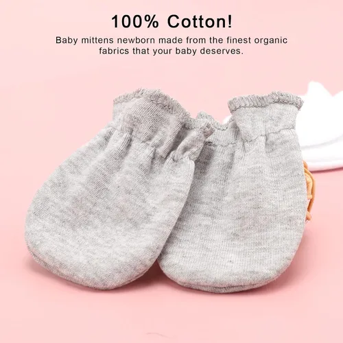 Vista 4 de BQUBO - Guantes elásticos de algodón para recién nacidos, antiarañazos, hipoalergénicos, para bebés de 0 a 6 meses