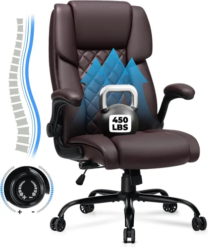 Vista 10 de VANSPACE Silla ejecutiva de oficina grande y alta, 450 libras, sillas de escritorio resistentes con soporte lumbar ajustable, respaldo alto, silla
