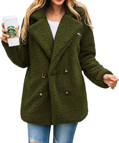 Vista 17 de PRETTYGARDEN - Chaqueta de forro polar Sherpa de gran tamaño para mujer Negro