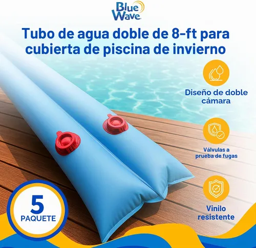 Vista 2 de Blue Wave Tubo de agua doble de 8 pies para cubierta de piscina de invierno, paquete de 5