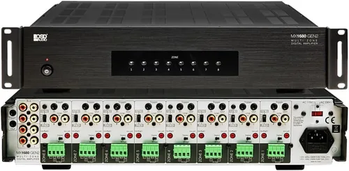 Vista 9 de OSD Audio MX880 GEN2 Amplificador de 4 zonas 8Ch x 80W, Clase D, botones de encendido/apagado del panel frontal, audio distribuido
