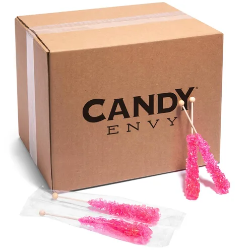 Vista 9 de Pink Rock Candy - Palitos de azúcar con sabor a cereza, 12 caramelos rosados envueltos individualmente