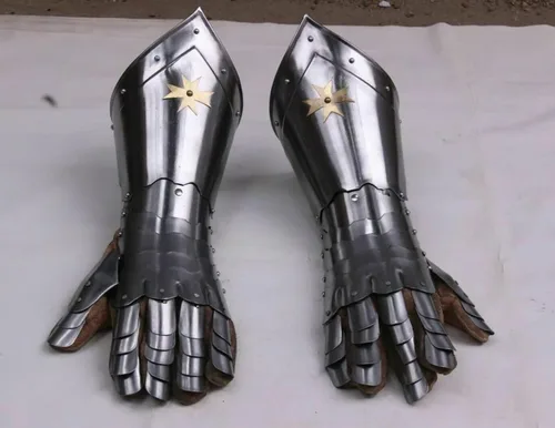 Vista 3 de Title Medieval Knight Gothic Pair Of Gauntlets Gloves Armor Steel IP Cosplay Halloween