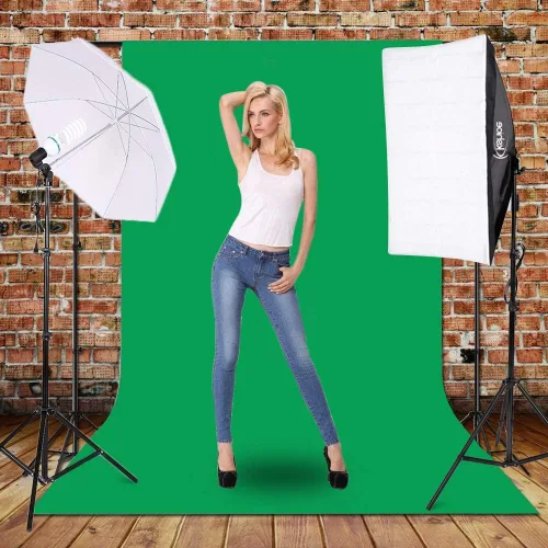 Vista 6 de Kit de iluminación continua de sombrillas de 800 W 5500 K con sistema de soporte de fondo para producto de estudio fotográfico, fotografía