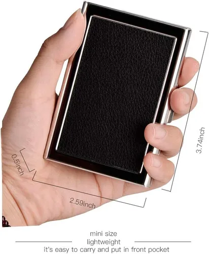 Vista 4 de Tarjetero de metal RFID para tarjetas de crédito, cartera para tarjetas de visita para mujeres y hombres