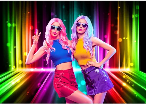 Vista 3 de Sensfun Let's Glow - Telón de fondo para fiesta, música, discoteca, baile, arco iris, neón, fotografía, fondo, cumpleaños, recién nacido, estudio