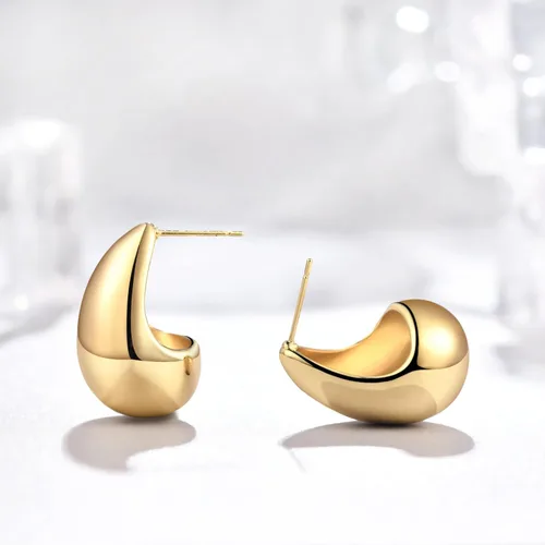 Vista 5 de Waterdrop Earring for Women Trendy, Chunky Gold Hoop Drop Stud Earrings, Hypoallergenic Lightweight Dangle Earring for Womens