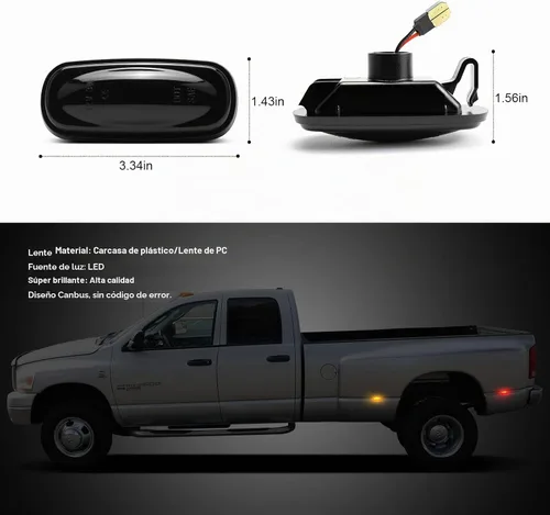 Vista 3 de litzland 4 luces LED de posición laterales compatibles con Dodge Ram 2500 3500 2003-2009 lente ahumada doble defensas parachoques lámparas para SLT