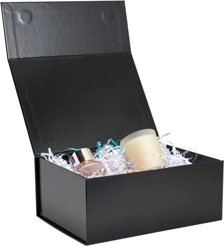 Vista 4 de Stockroom Plus Cajas de regalo magnéticas con tapas, 9.5 x 7 x 4 pulgadas, color negro brillante, paquete de 6 unidades, cierre magnético seguro