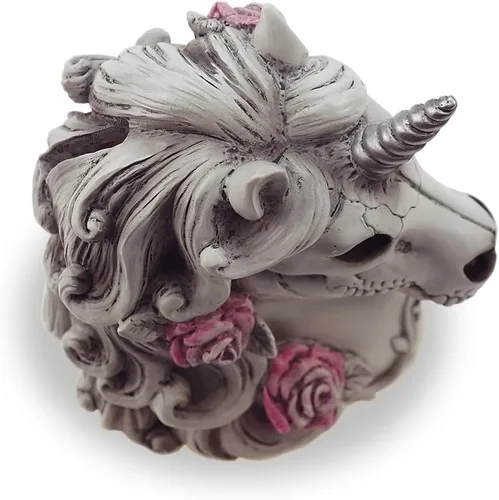 Vista 8 de Alcancía gótica de calavera de unicornio, calavera de azúcar, regalo para mujeres y adultos, Halloween, día de esqueleto gótico, decoración del hogar
