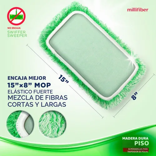 Vista 2 de Recarga de plumero para piso Millifiber 15x8 Pulgadas - Recarga de plumero resistente para mascotas compatible con todas las cabezas de mopa