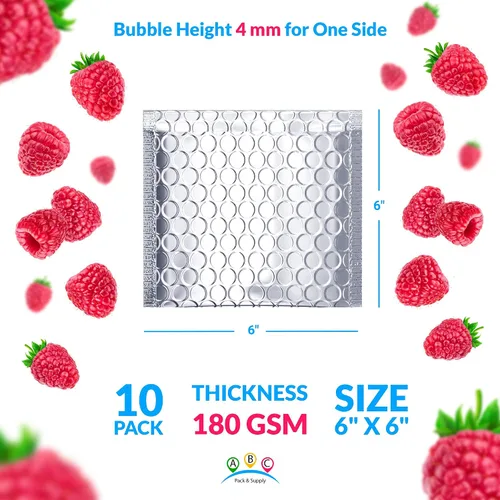 Vista 2 de ABC PACK & SUPPLY Sobres térmicos de burbujas, sobres aislados de papel metálico de 6 x 6 pulgadas, paquete de 10 sobres autoadhesivos impermeables