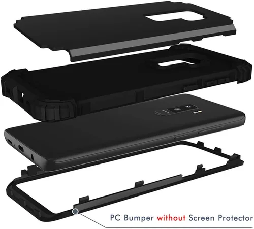 Vista 4 de Funda de teléfono para Samsung Galaxy S9 Plus, cubierta dura, a prueba de golpes, de silicona suave, híbrida, tres capas, resistente, protección