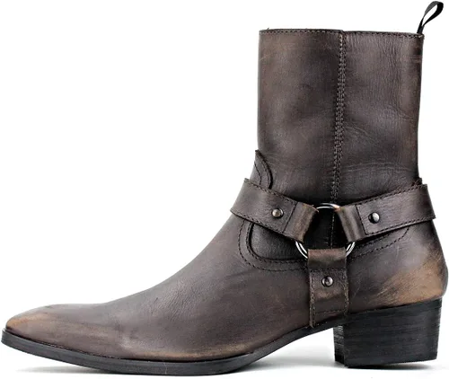 Vista 2 de Chelsea Combat tobillo casual caminar motocicleta botas bronce Zipper-up CD-JY017-USR