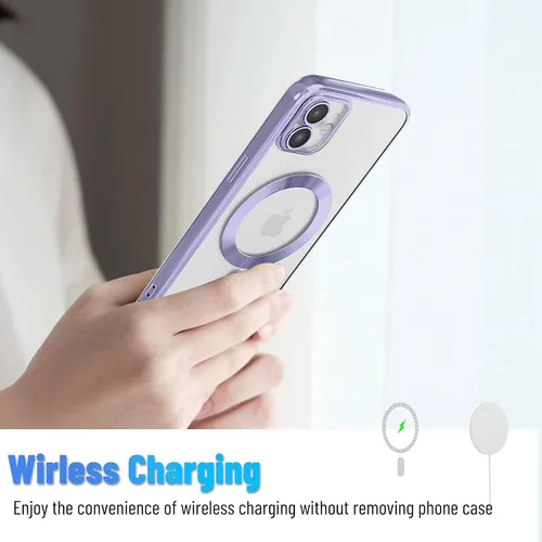 Vista 4 de Funda magnética para iPhone 12, borde galvanizado, parte trasera transparente, funda protectora delgada con protección de cámara, compatible