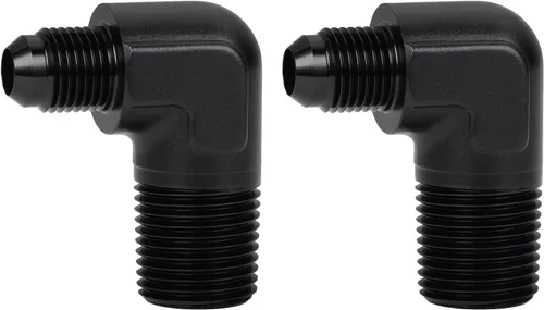 Vista 31 de 3AN macho Flare a 1/4 NPT tubo macho 90 grados codo adaptador unión aluminio negro