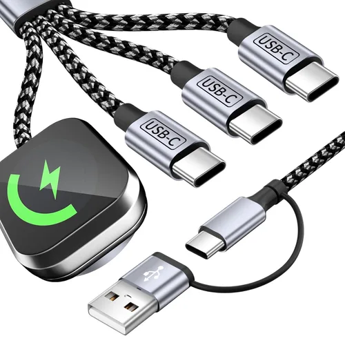 Vista 19 de Cruise Essentials Cable de Carga 4 en 2 para Cargador Apple iWatch/iPhone 17/Lightning/Micro, Cable Cord de Carga Múltiple de Viaje Compatible