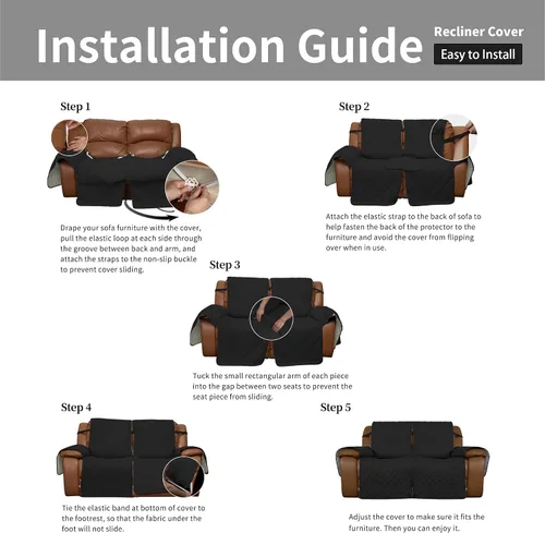 Vista 7 de Easy-Going Funda para Loveseat Reclinable de Gran Tamaño, Funda de Sofá Reversible para Reclinable Doble, Funda de Sofá Dividida para Cada Asiento