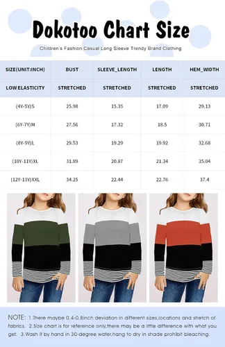 Vista 4 de Dokotoo Sudaderas de cuello redondo con bloques de color para niñas, sudadera de manga larga, sudadera casual suelta