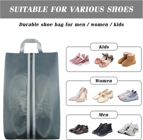 Vista 5 de Moyad Bolsa de zapatos de viaje para hombres y mujeres, paquete de 2 bolsas grandes XXL con cremallera, organizador de zapatos, bolsa