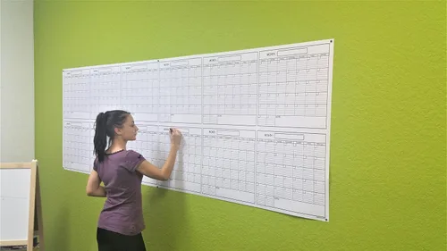 Vista 5 de Lámina de calendario anual SwiftGlimpse tamaño grande, para utilizar con marcadores borrables, para colgar en la pared, 12 meses, reutilizable