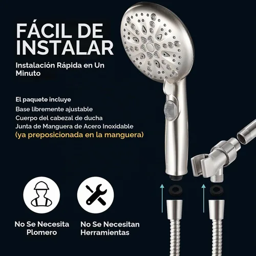 Vista 8 de Cobbe Cabezal de ducha de mano con 9 modos de pulverización, ahorro de agua