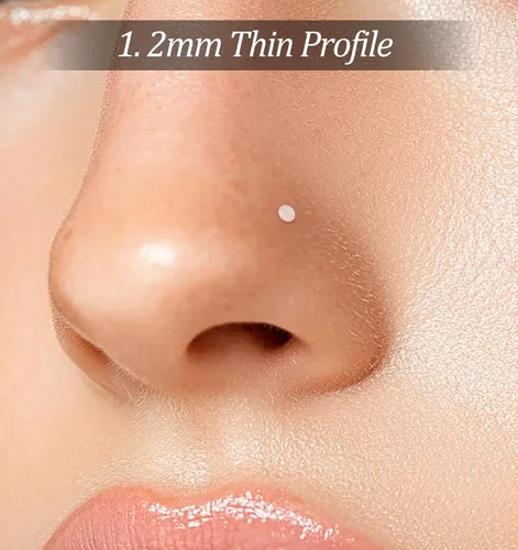 Vista 5 de Piercing de labio transparente, 28 piezas de joyería transparente para piercing de nariz para mujeres y hombres, aretes transparentes para nariz