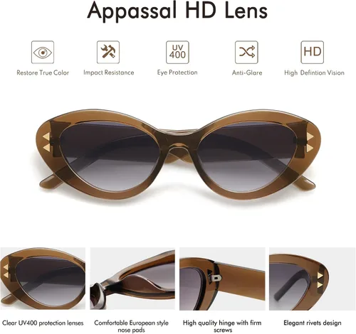 Vista 4 de Appassal Gafas de sol vintage de ojo de gato para mujer, gafas de sol de moda con marco de ojo de gato AP3644