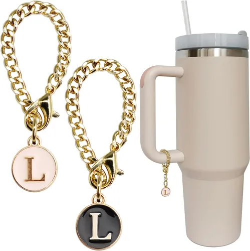 Vista 16 de Accesorios de dije de letra para vaso Stanley, 2 unidades, identificación con inicial de nombre, personalizable, para vaso Stanley