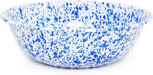 Vista 19 de Enamelware Cuenca pequeña, 4 cuartos de galón, Negro/Blanco Splatter (individual)