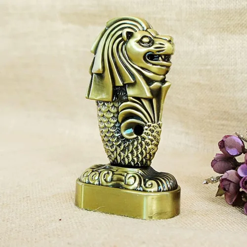 Vista 2 de LIFKOME Decoración para el hogar, 1 unidad, adorno de gárgola retro, aleación china para metal presente coche bronce suerte Merlion Lion decoración