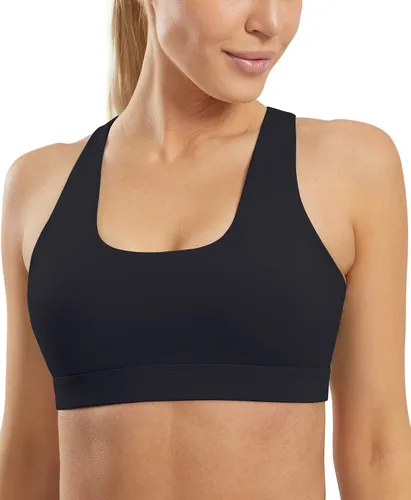 Vista 2 de AFITNE Brasier deportivo con tirantes para mujer, espalda cruzada, soporte medio, acolchado, entrenamiento, fitness, yoga, con copas extraíbles