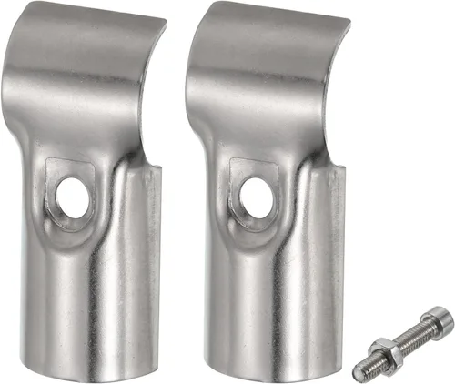 Vista 3 de uxcell Conector de abrazadera de tubo en T, 2 piezas, conector de tubería estructural, abrazadera de valla de enlace de cadena de acero inoxidable