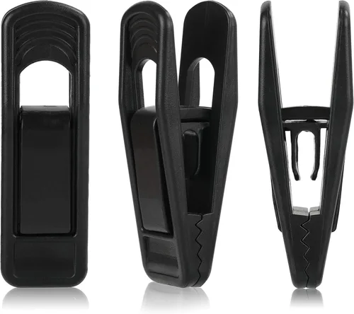 Vista 10 de Tinfol Clips de plástico negro, paquete de 20 clips para dedos, clip de agarre fuerte multiusos para perchas de ropa de línea delgada