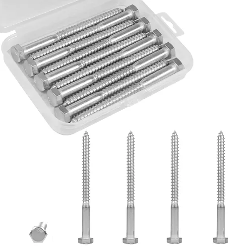 Vista 9 de 30 tornillos de retraso de cabeza hexagonal de 1/4 x 1 pulgada, pernos de acero inoxidable 304, tornillos de cabeza hexagonal para madera, tornillos